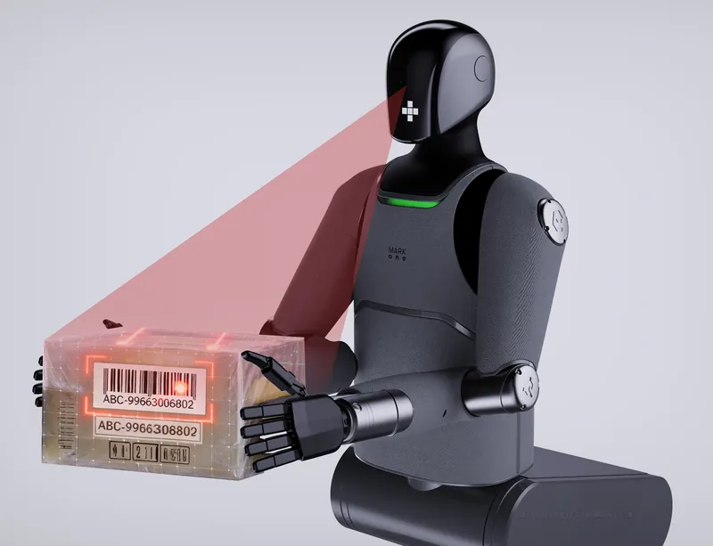 MARK One scanning the label of a box