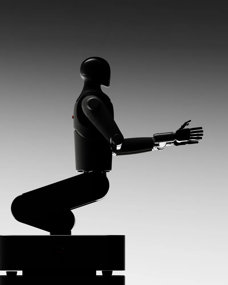 MARK One kneeling on its base, one arm stretched out